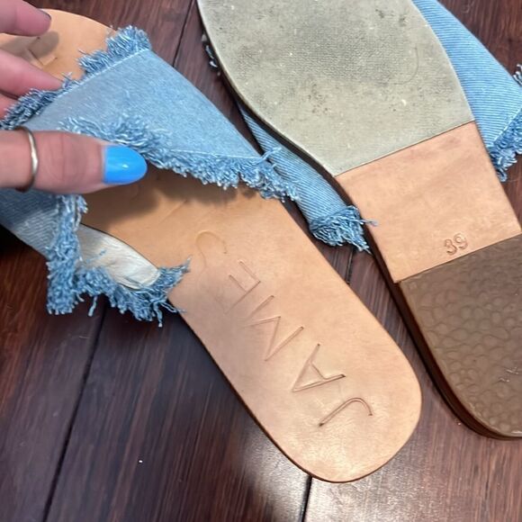 James Smith Jean Slide on Sandals - Frayed Denim - Super Comfortable - Size 8.5 - Picture 6 of 6